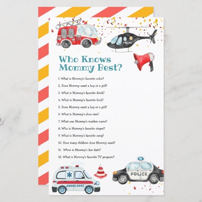 Ljud larmet Baby Shower som känner Mamma bäst (Fram/baksida)