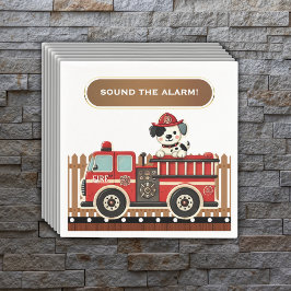 Ljud larmet! Modern Firecar Baby Shower Pappersservett