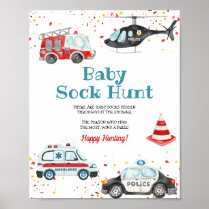 Ljud larmet och ta ditt växel Baby Sock Hunt Poster