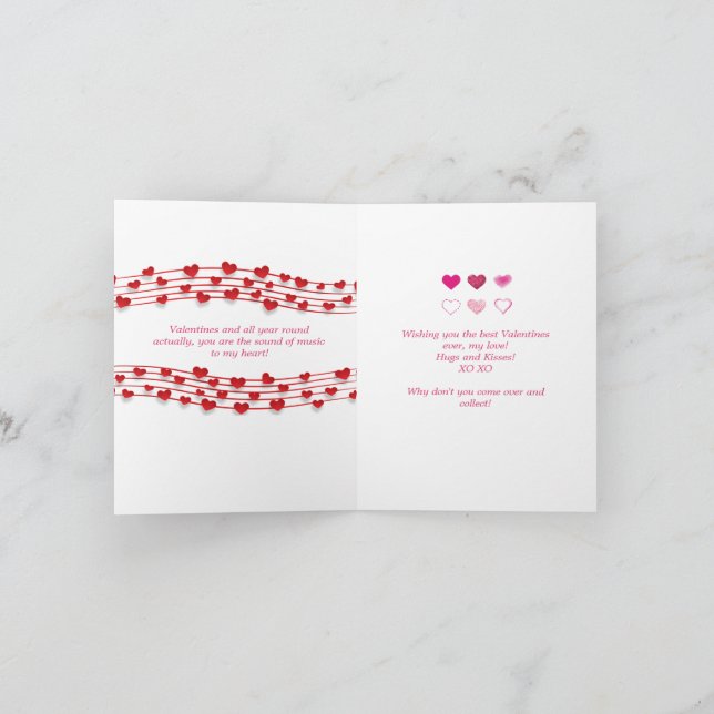 Ljud på Music till mitt hjärta Valentines day-kort Helgkort (Inuti)