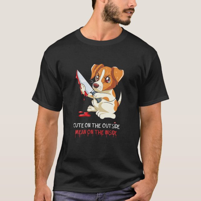 Ljud på yttre Elak på inre Hund Ru T Shirt (Framsida)