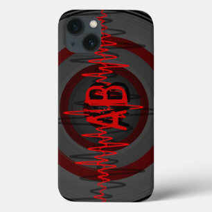Ljud Red Mörk monogram iphone case fodral