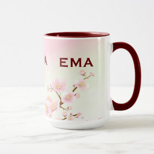 Ljud Rosa Vår Cherry Blommar Illustration Mugg
