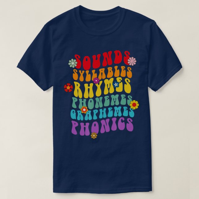 Ljud Syllables Rhymes Phonemes Science of Readin T Shirt (Design framsida)