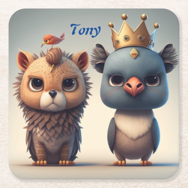 Ljud två vilders djurvänner underlägg papper kvadrat (Framsidan)