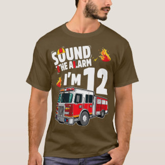 Ljud varnade Födelsedagsfesten Kids Firetruck 12:e T Shirt