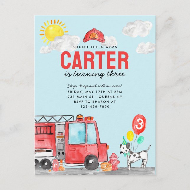 Ljud vid brandkårer i Alarm Fire Lastbil Vykort (Framsida)