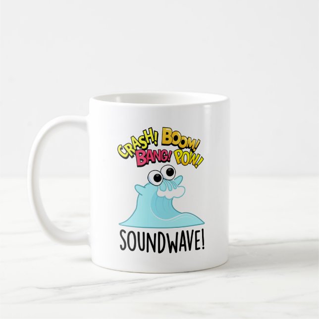 Ljud Wave Funny Ocean Pun Kaffemugg (Vänster)