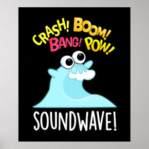 Ljud Wave Funny Ocean Pun Mörk BG Poster