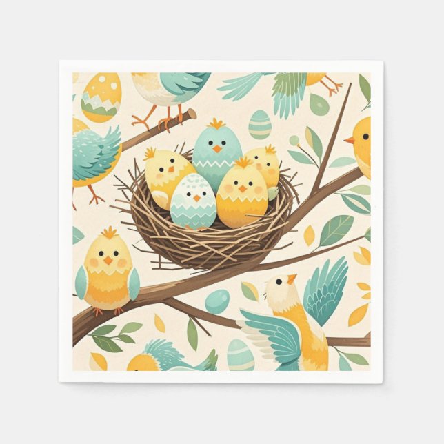 Ljudande Chickar glädje: Lättsinnig scennvy Pappersservett (Framsidan)