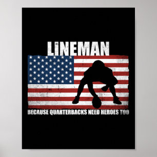 Ljudande gåva till fotbollspelaren Lineman Footbal Poster