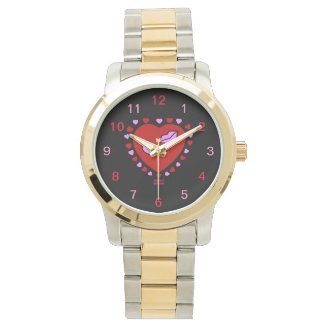 Ljudande Heart Kisses Unisex Two Tone Watch Armbandsur (Framsida)