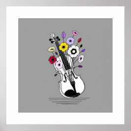 Ljudande violin – Minimal blomsterkonst Poster
