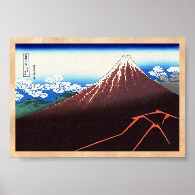Ljudar under toppmötet Katsushika Hokusai Poster (Framsidan)