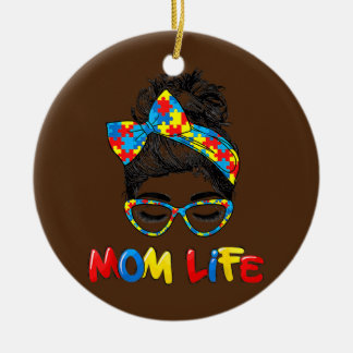 Ljudautism Medvetenhet om Mamma Life Kvinnor Mor Julgransprydnad Keramik