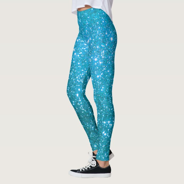 Ljudblå populöjlighet Guld Glitter Leggings (Vänster)