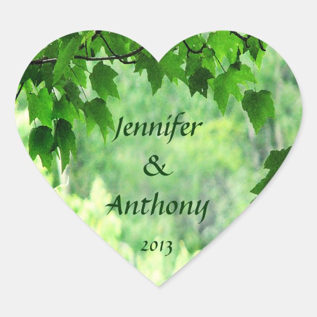 Ljudbröllopsmärken Hjärtformat Klistermärke (Framsida)