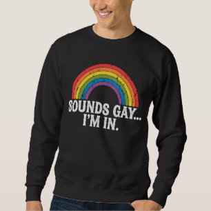 Ljuder Gay Jag Är I Regnbåge Hbtq Vintage Retro Lång Ärmad Tröja