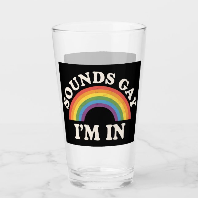 Ljuder Gay Jag Är Roligt HBTQ Stolt Pride Regnbåge Glaskopp (Framsida)
