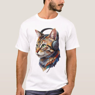 Ljudet av Morrhår – Abstrakt Katt i Färg T Shirt