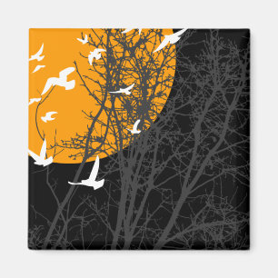 Ljudfåglar: orange måne magnet