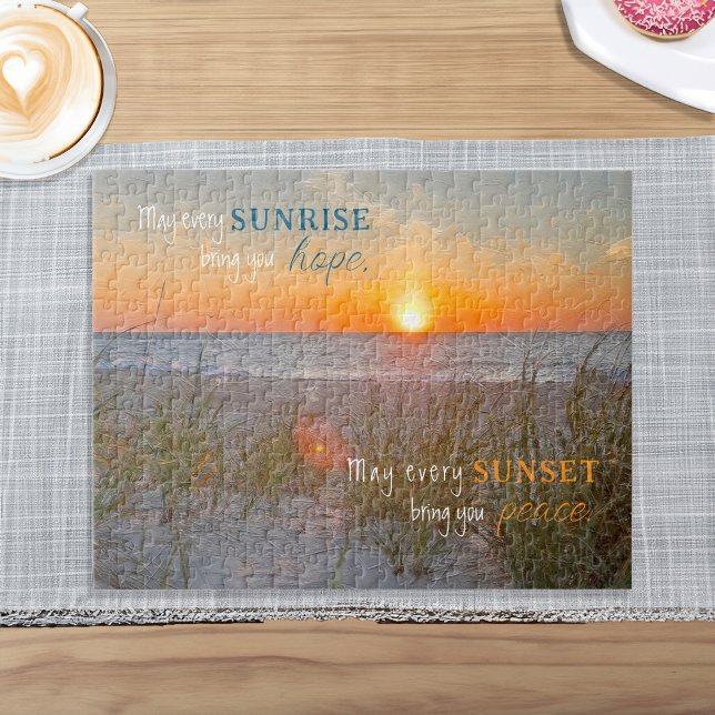 Ljudhöjande målning för inspirationsoffert pussel (Inspirational Quote Sunrise Painting Jigsaw Puzzle)