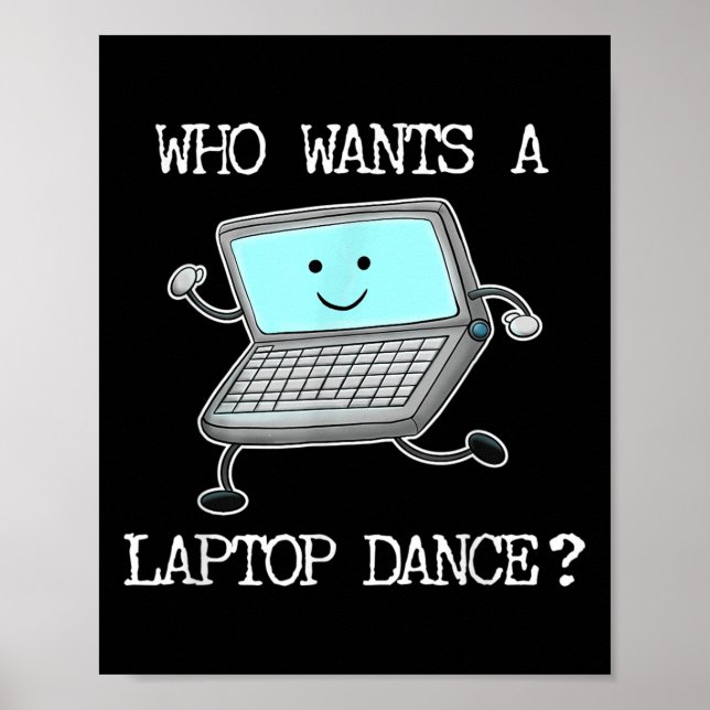 Ljudig bärbar dator Dance Dancing Computer Pun Quo Poster (Framsidan)