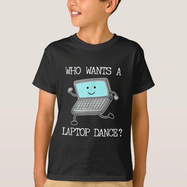 Ljudig bärbar dator Dance Dancing Computer Pun Quo T Shirt (Framsida)
