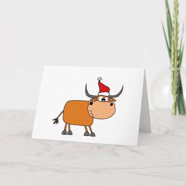 Ljudig Bull i jultomten Helgkort (Framsida)