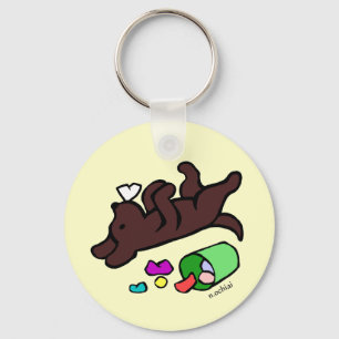 Ljudig Chocolate Labrador Tecknad Illustration Nyckelring