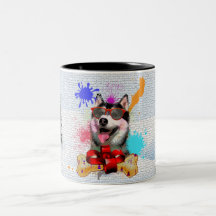 Ljudig Cute Siberian husky Hund jul