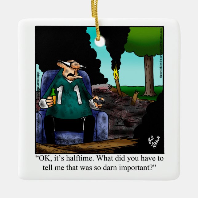 Ljudig fotboll Fläkt Humor Julgransprydnad Keramik (Framsida)
