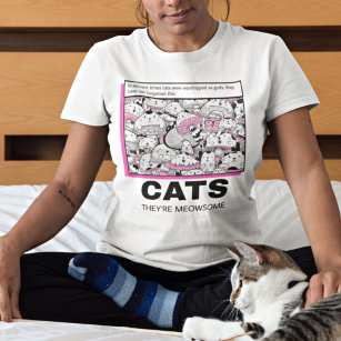 Ljudig illustration av Cat Quote Tecknad Bok Stil T Shirt