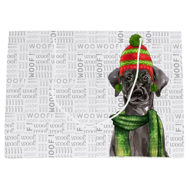 Ljudig jul Black Labrador Hund (Framsidan)