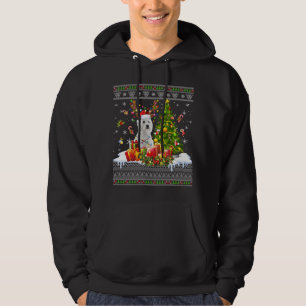 Ljudig jul Ljus Westie Hund Funny Julafton Ugly Hoodie