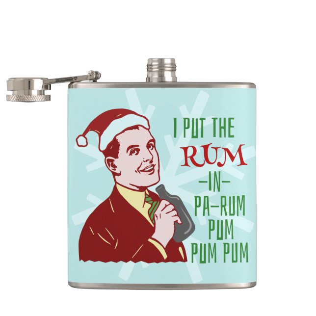 Ljudig jul Retro Rum Drinking Man Helgdag Fickplunta (Öppnad)