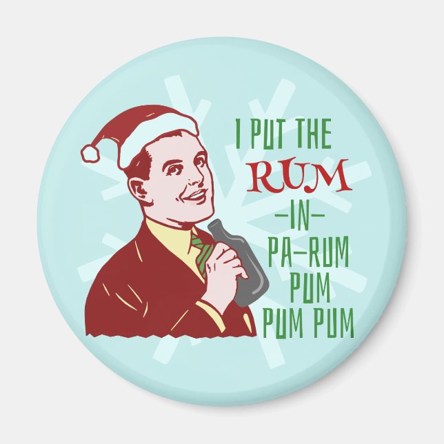Ljudig jul Retro Rum Drinking Man Helgdag Magnet (Framsidan)