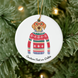 Ljudig julsötare, Hund glasögon Julgransprydnad Keramik