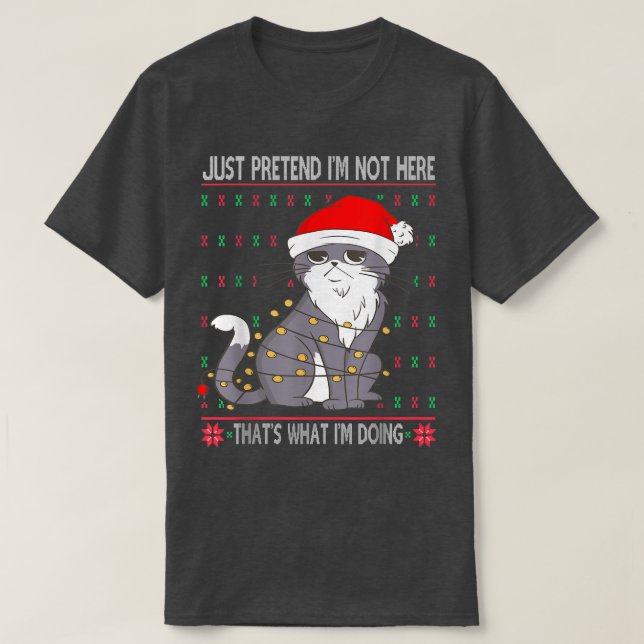 Ljudig julsötare med Sarkastic Cat Sa T Shirt (Design framsida)