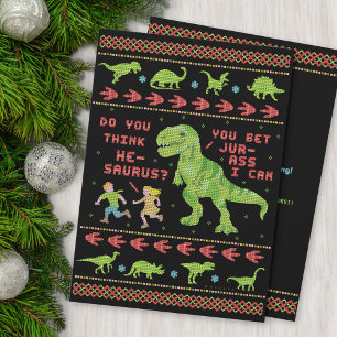 Ljudig julsötare Party T Rex Dinosaur Inbjudningar