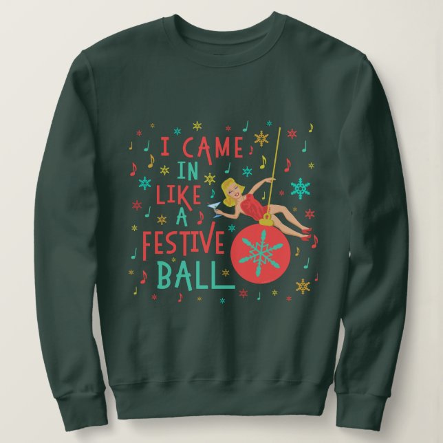 Ljudig julsötare Woman Festive Boll Tröja (Design framsida)