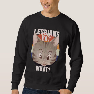 Ljudig Lesbisk Cat Lover LGBTQ Pun Meme Cat Mamma Lång Ärmad Tröja
