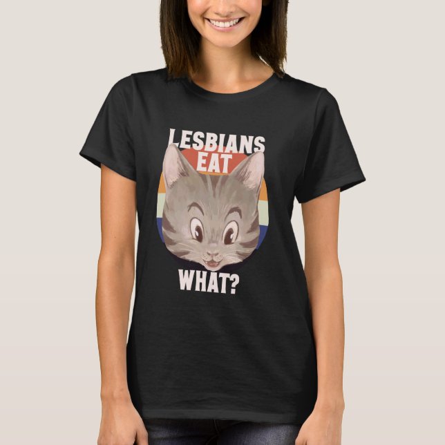 Ljudig Lesbisk Cat Lover LGBTQ Pun Meme Cat Mamma T Shirt (Framsida)
