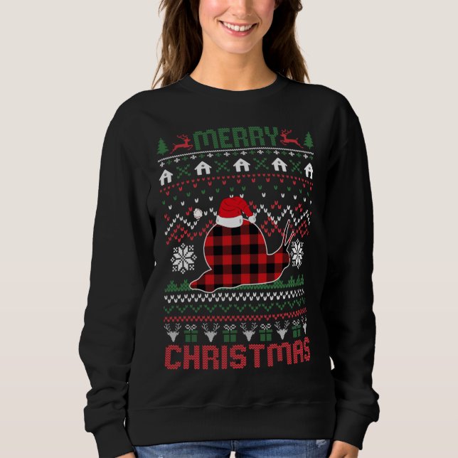 Ljudig Snigel Ugly jul Red Plad Ljus Sweater T Shirt (Framsida)