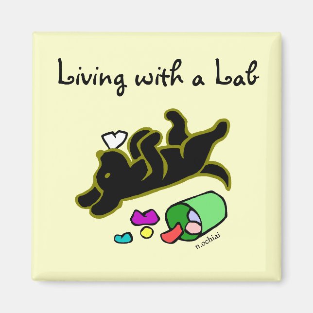 Ljudig Tecknad av svart Labrador Magnet (Framsidan)