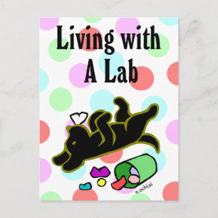 Ljudig Tecknad av svart Labrador Vykort