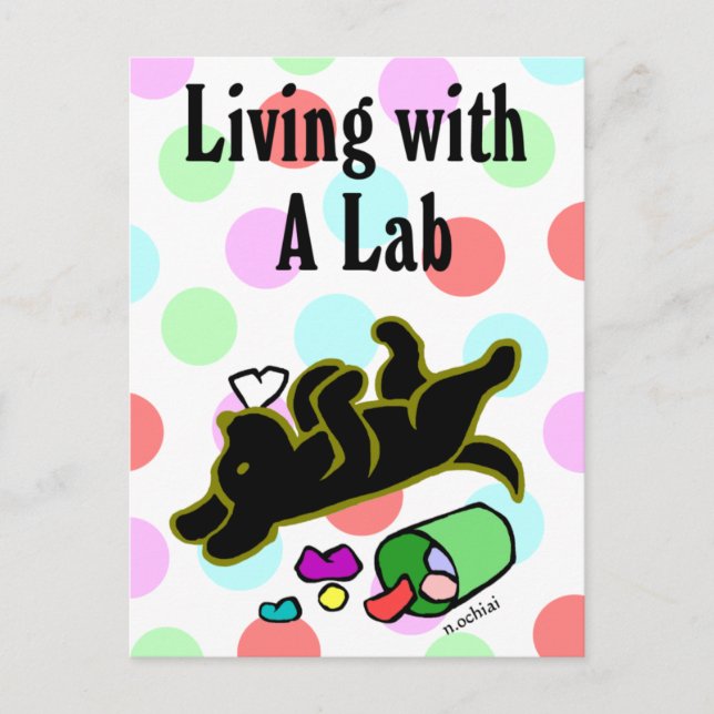 Ljudig Tecknad av svart Labrador Vykort (Framsida)