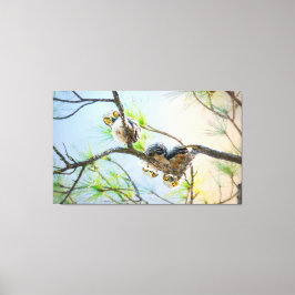 Ljudig Underbar Horned Owlets Fine Art Wildlife Ca Canvastryck