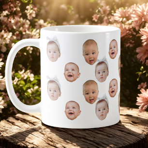Ljudiga bilder av Anpassningsbar Baby Photo Ansikt Kaffemugg