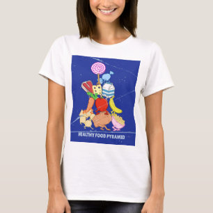 Ljudiga bilder av matpyramidens roliga tecknad t shirt